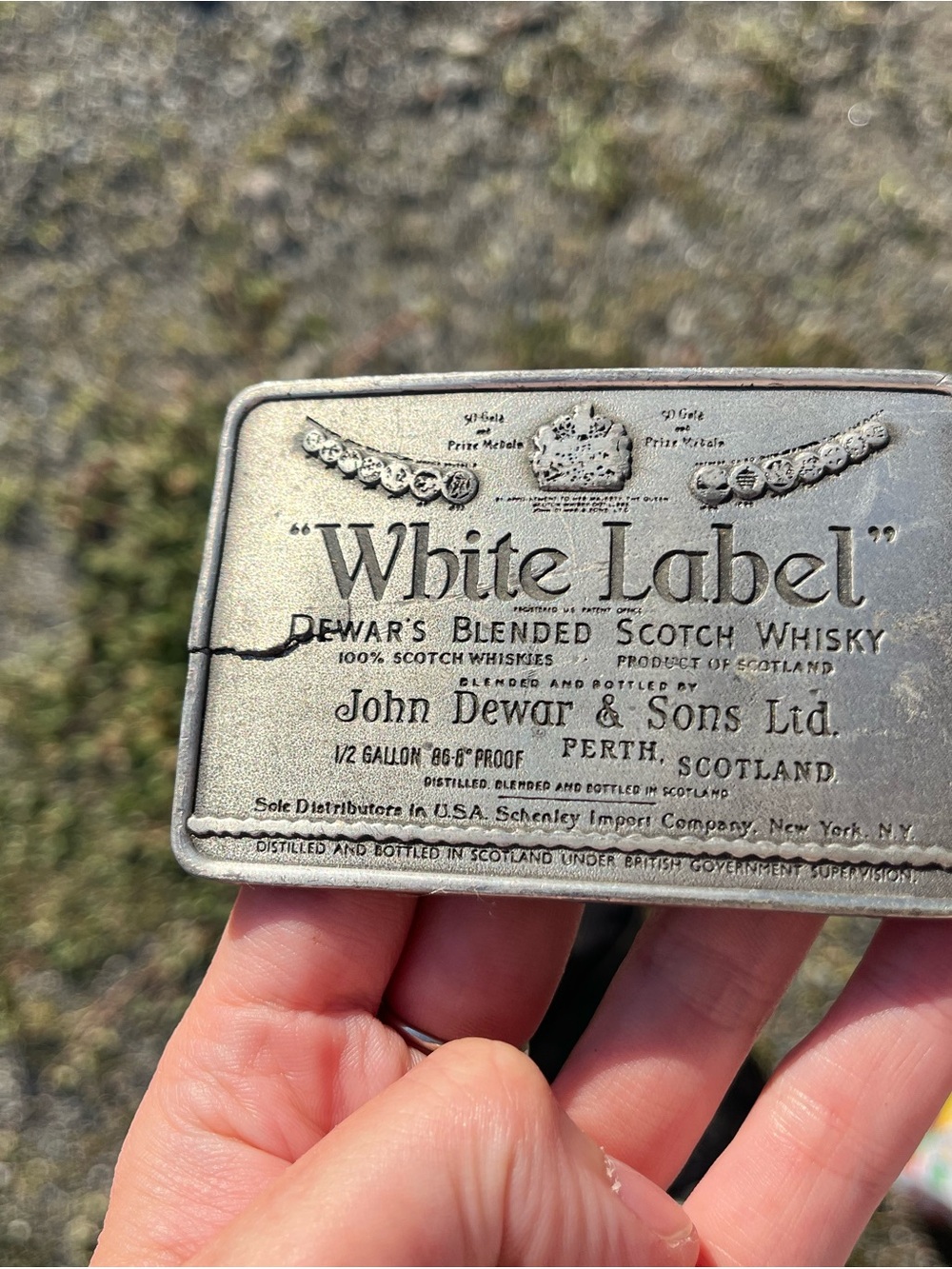 Dewar's Blended Scotch Whisky Metal Collectible Belt Buckle - Silver color